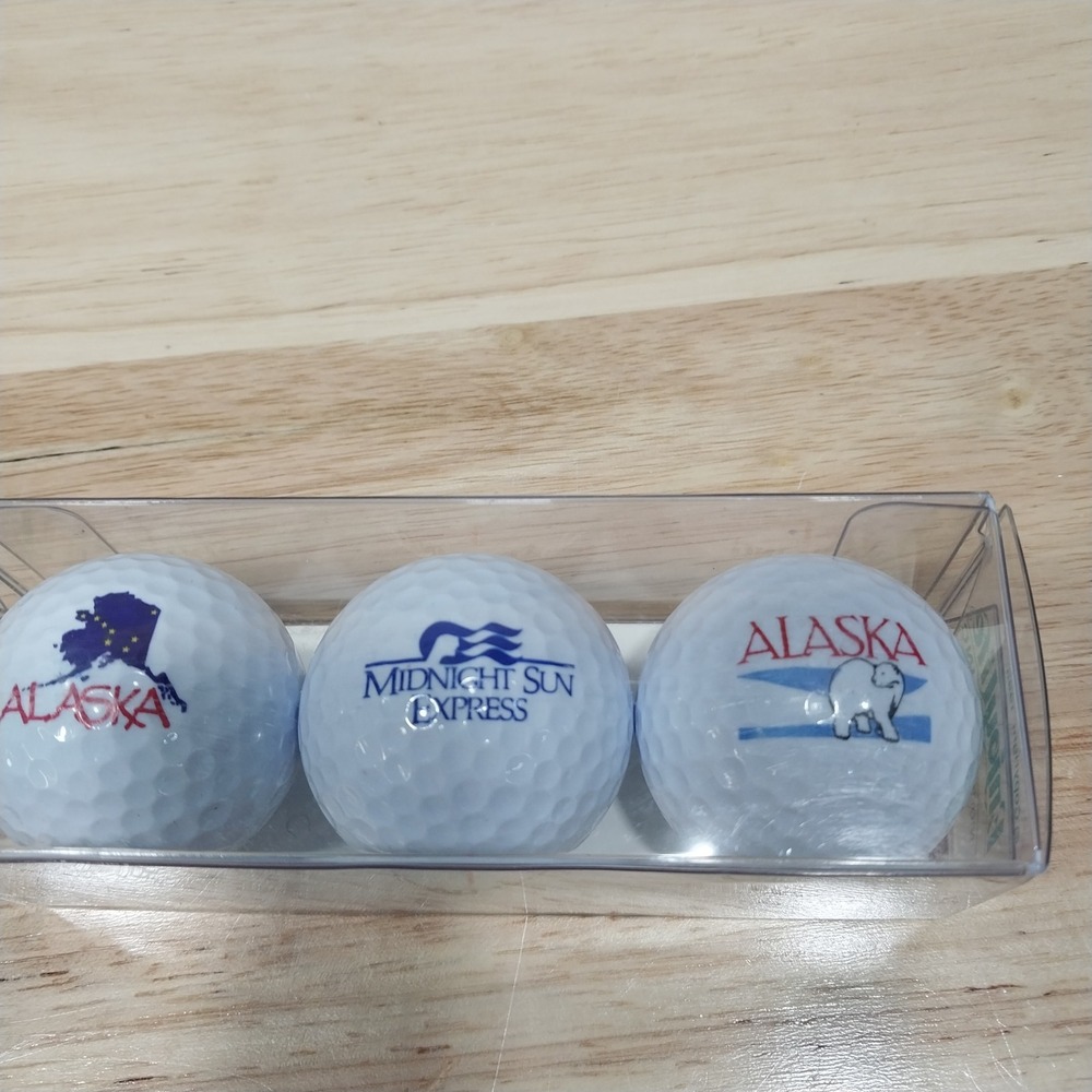 Spalding Alaska Souvenir Golf Balls Midnight Sun Express 3 Pack White Vintage